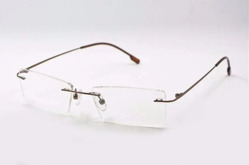 Unisex Square Rimless Titanium Prescription Glasses R522 — view 20 | Rx Spectacle