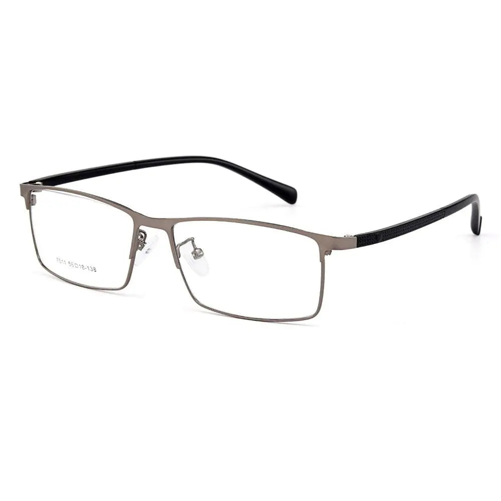 Men's Square Semi-Rimless Titanium Prescription Glasses Y7011 — view 9 | Rx Spectacle