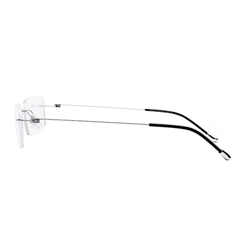 Unisex Rectangular Rimless Titanium Prescription Glasses P8361 — view 3 | Rx Spectacle