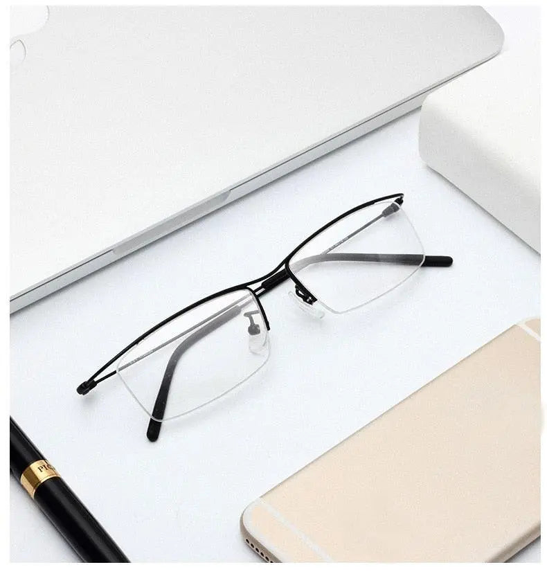 Men's Browline Semi-Rimless Titanium Prescription Glasses 6688 — view 11 | Rx Spectacle