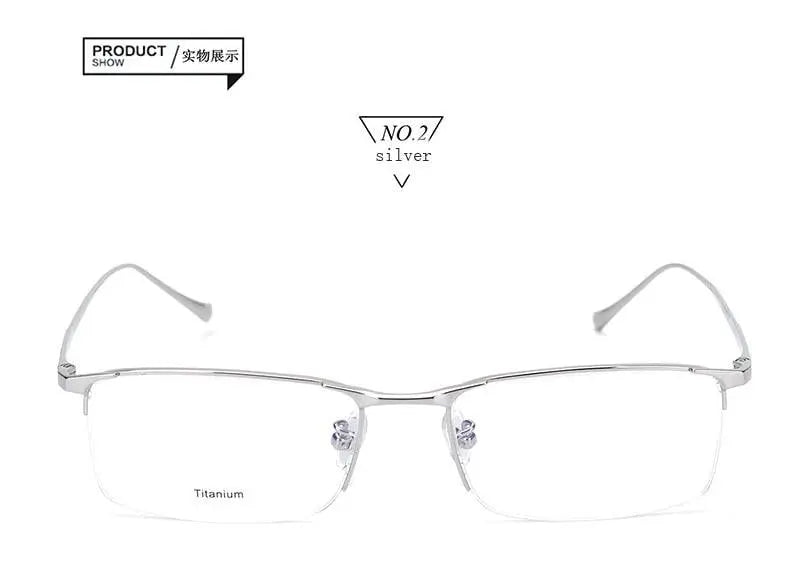 Men's Square Semi-Rimless Titanium Prescription Glasses S8803 — view 15 | Rx Spectacle