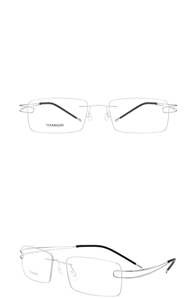 Unisex Rectangular Rimless Titanium Prescription Glasses 50003 — view 18 | Rx Spectacle