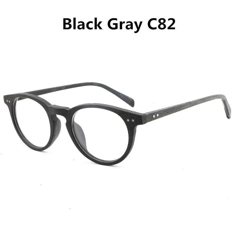 Unisex Round Full Rim Wood Prescription Glasses Lhb030 — view 2 | Rx Spectacle