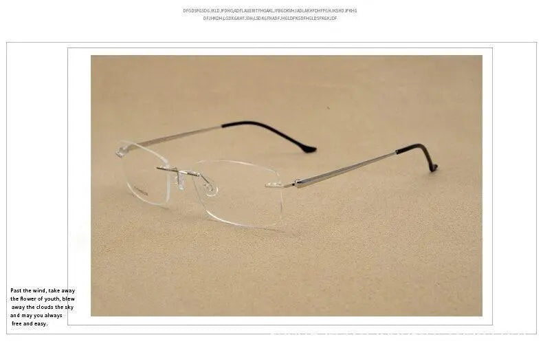 Unisex Rectangular Rimless Alloy Prescription Glasses Rw004 — view 9 | Rx Spectacle