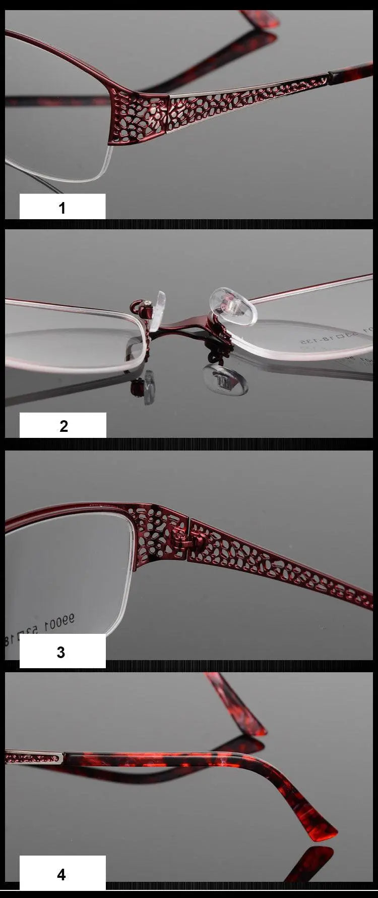 Women's Rectangular Semi-Rimless Alloy Prescription Glasses 99001 — view 7 | Rx Spectacle