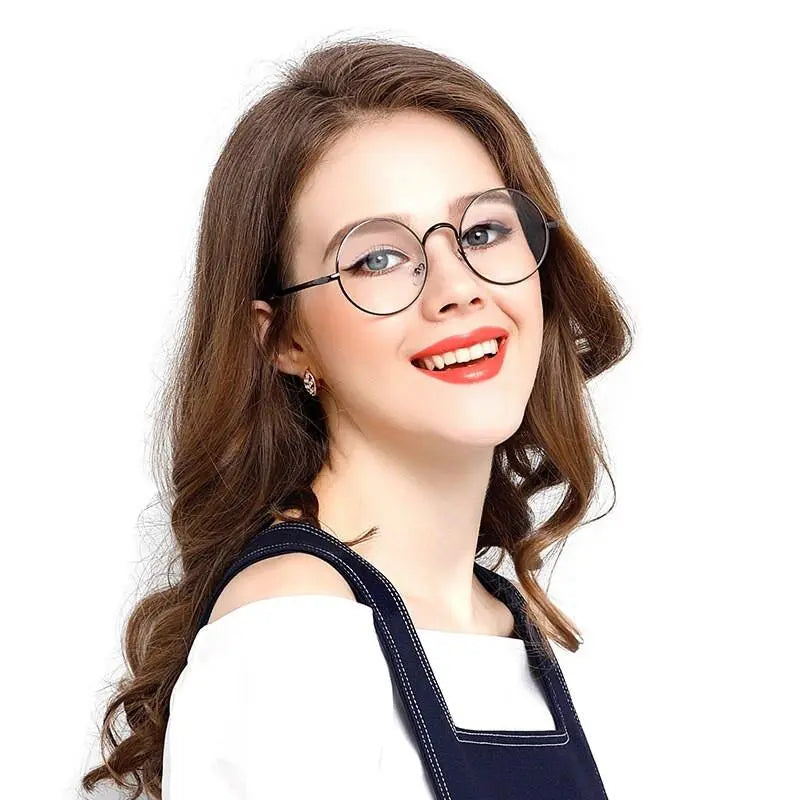 Women's Round Full Rim Alloy Prescription Glasses Lx3048 — view 8 | Rx Spectacle