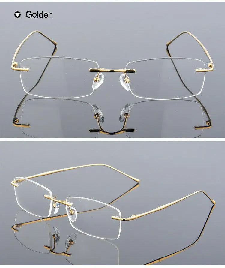 Men's Rectangular Rimless Titanium Prescription Glasses 632 — view 11 | Rx Spectacle