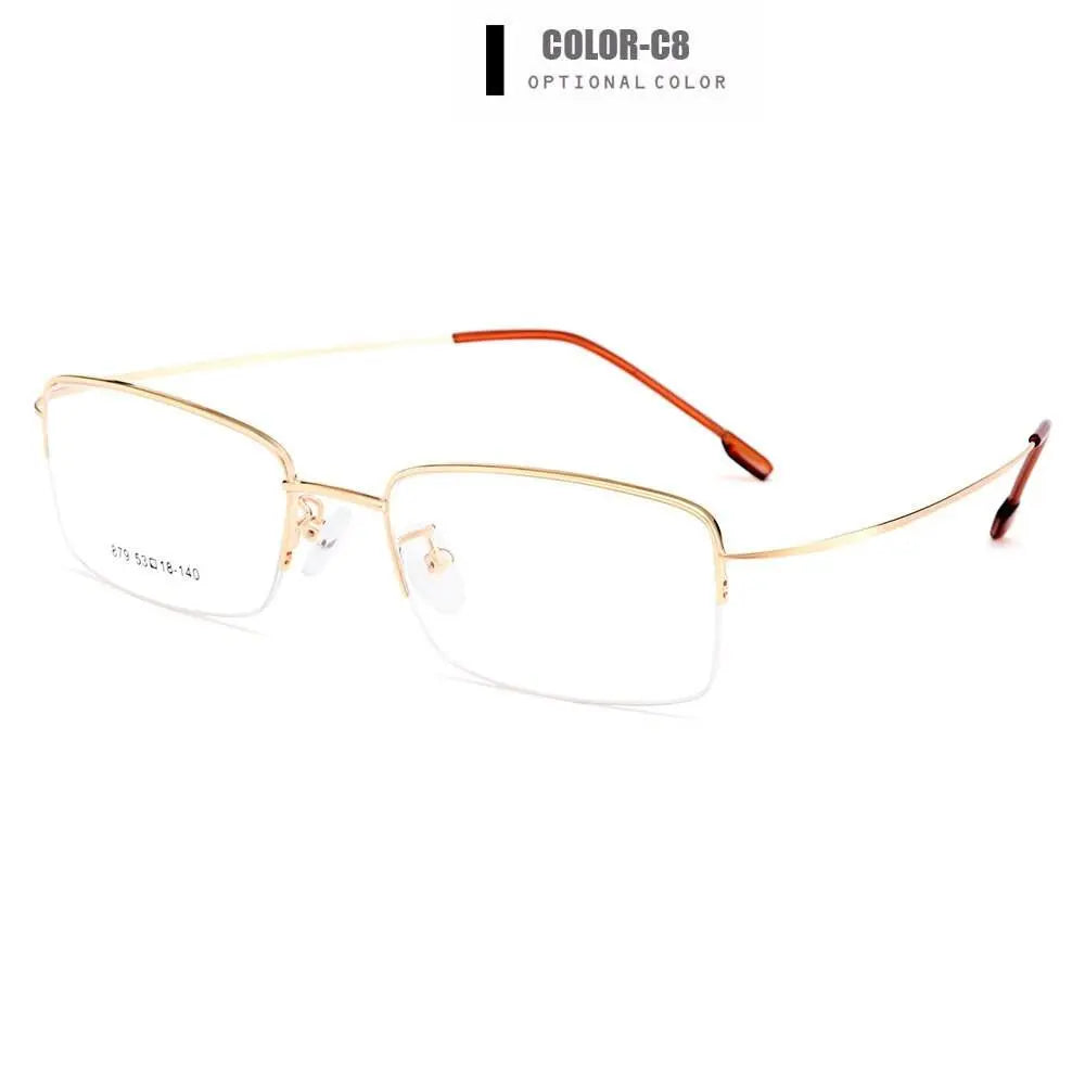 Men's Semi-Rimless Titanium Prescription Glasses Y879 — view 10 | Rx Spectacle