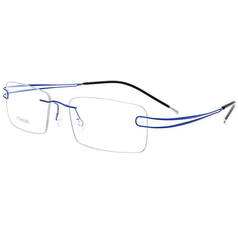 Unisex Rectangular Rimless Titanium Prescription Glasses 50003 — view 9 | Rx Spectacle