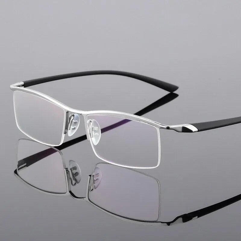 Men's Browline Semi-Rimless Alloy Prescription Glasses P8190 — view 6 | Rx Spectacle