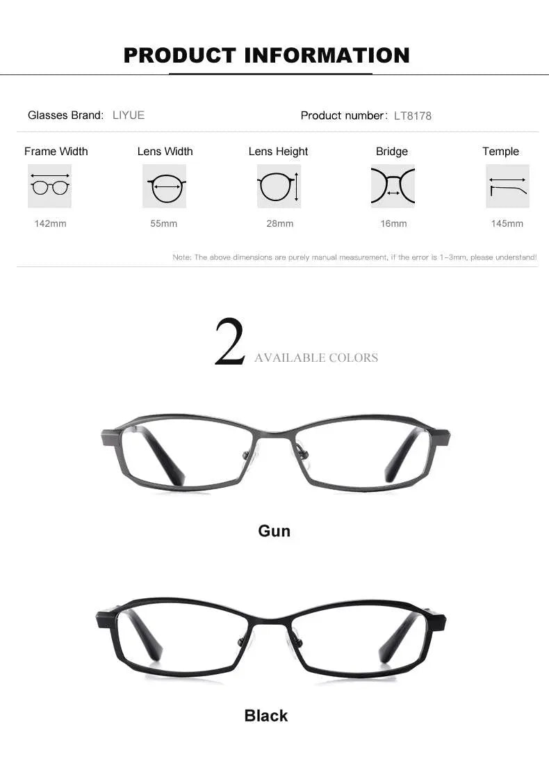 Men's Rectangular Full Rim Titanium Prescription Glasses P8718 — view 9 | Rx Spectacle
