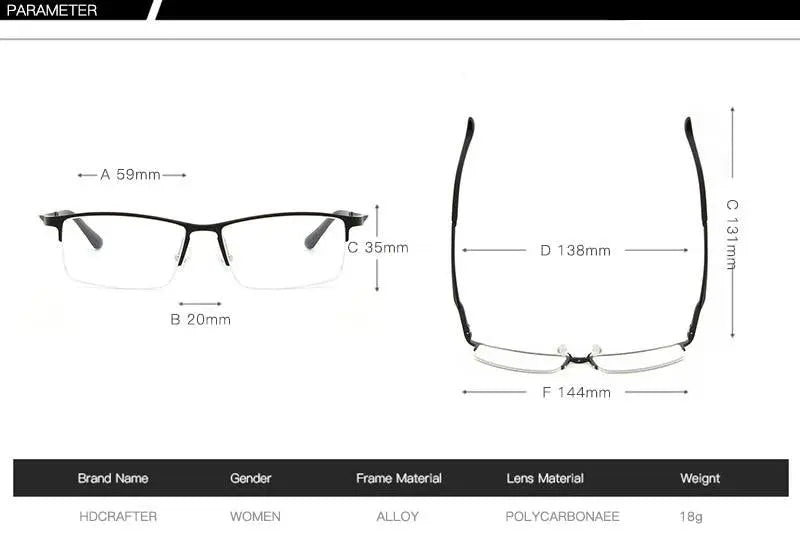 Men's Rectangular Semi-Rimless Alloy Prescription Glasses Lp6263 — view 9 | Rx Spectacle