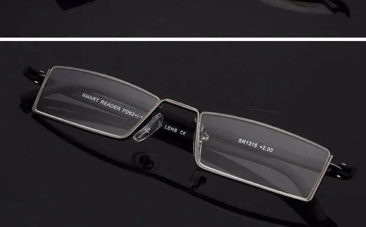 Unisex Rectangular Semi-Rimless Alloy Reading Glasses R131 — view 17 | Rx Spectacle
