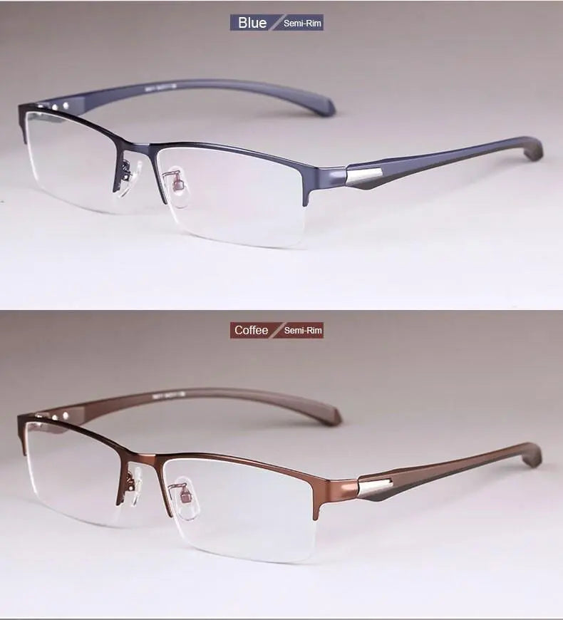 Men's Rectangular Full Rim Alloy Prescription Glasses — view 17 | Rx Spectacle