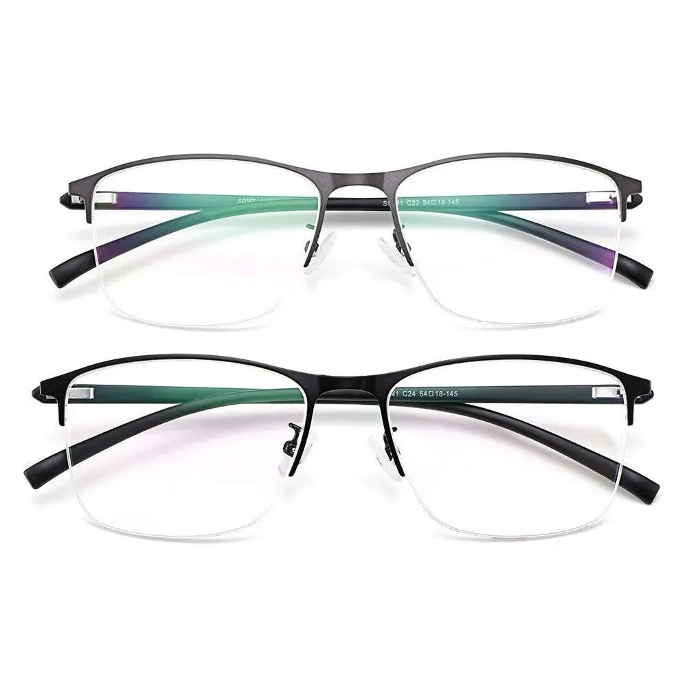 Men's Square Full Rim Titanium Clip-On Prescription Glasses S9341 — view 9 | Rx Spectacle