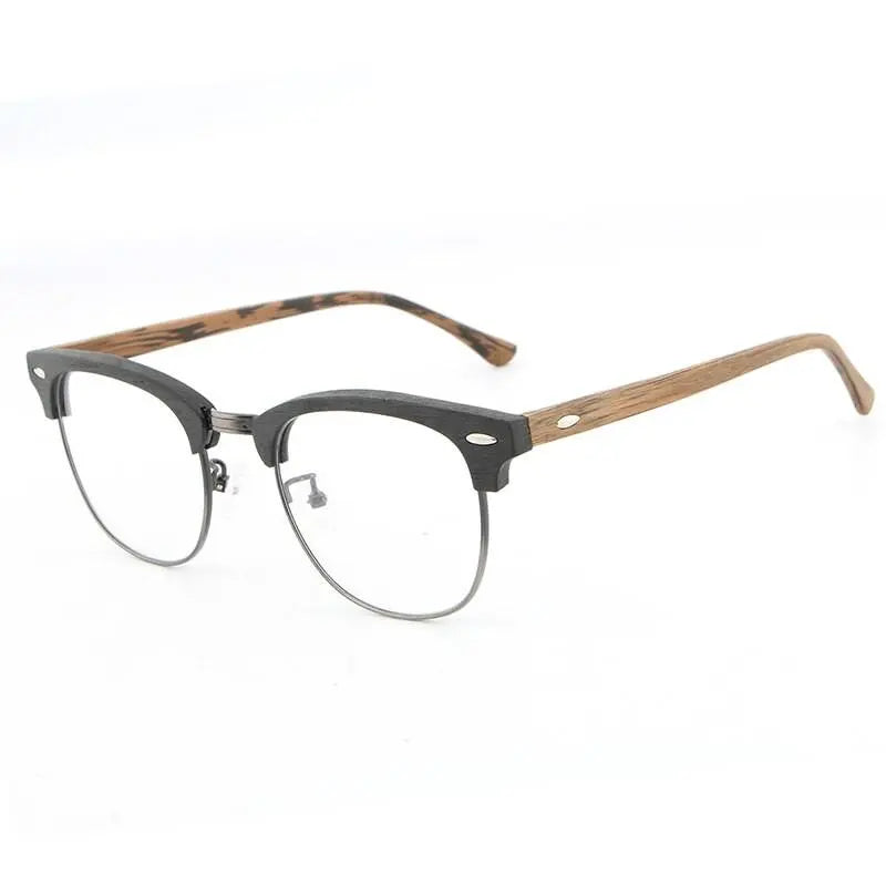 Unisex Round Full Rim Wood Prescription Glasses — view 7 | Rx Spectacle