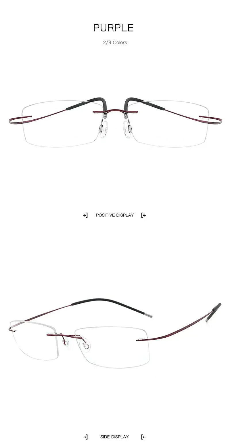 Unisex Rectangular Rimless Titanium Prescription Glasses — view 17 | Rx Spectacle