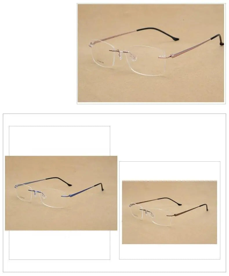 Unisex Rectangular Rimless Alloy Prescription Glasses Rw004 — view 13 | Rx Spectacle
