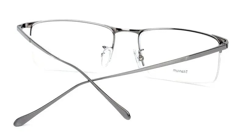 Men's Square Semi-Rimless Titanium Prescription Glasses S8803 — view 20 | Rx Spectacle