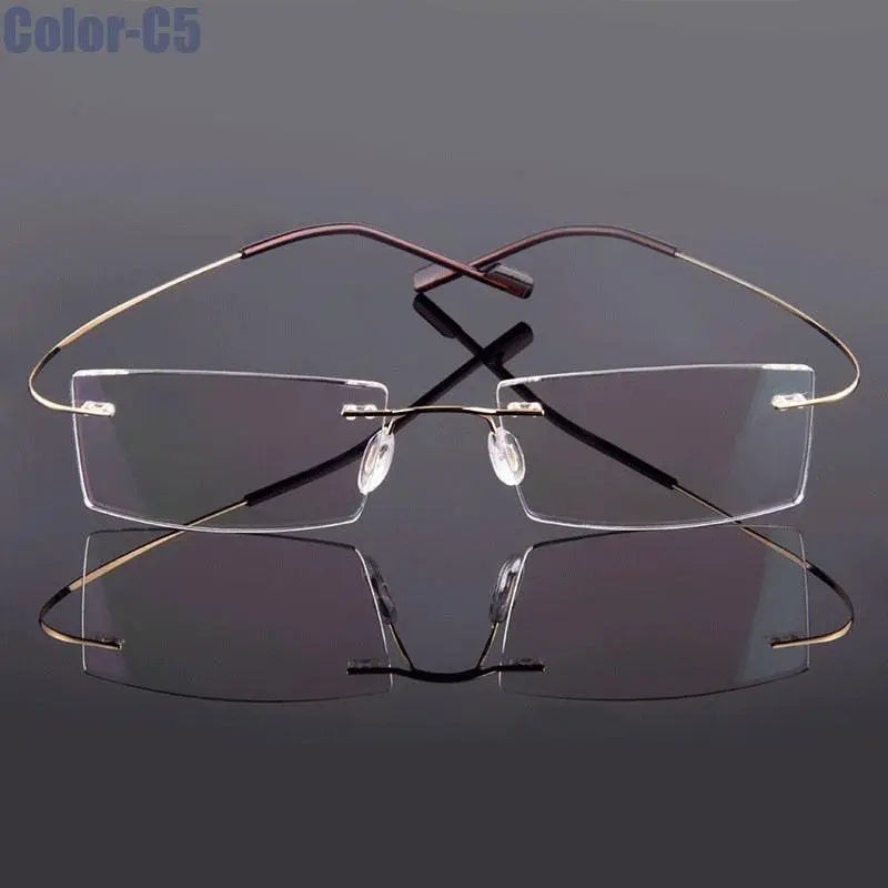 Unisex Rimless Titanium Prescription Glasses 5018 — view 5 | Rx Spectacle