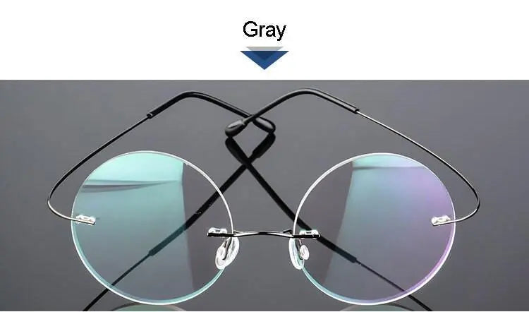 Unisex Round Rimless Alloy Prescription Glasses — view 8 | Rx Spectacle