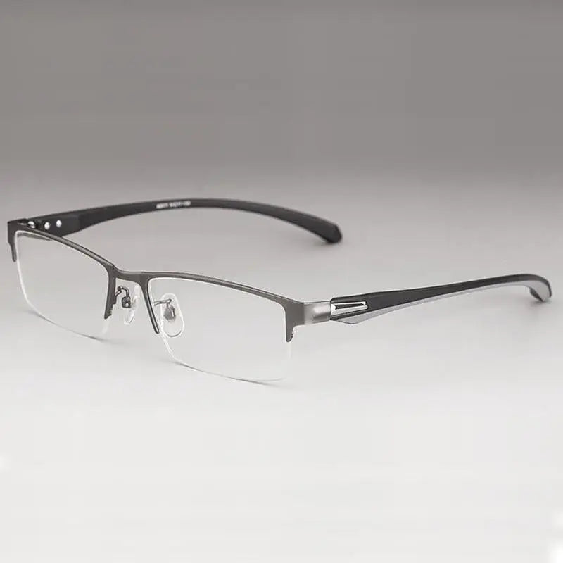 Men's Rectangular Full Rim Alloy Prescription Glasses — view 7 | Rx Spectacle
