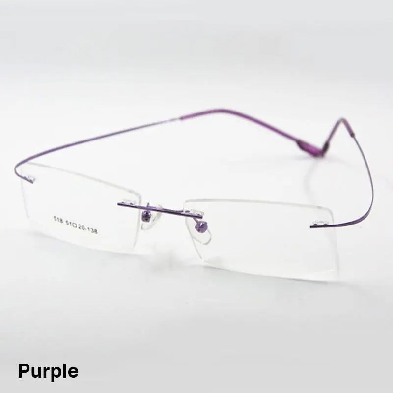 Unisex Square Rimless Titanium Prescription Glasses 2241 — view 24 | Rx Spectacle