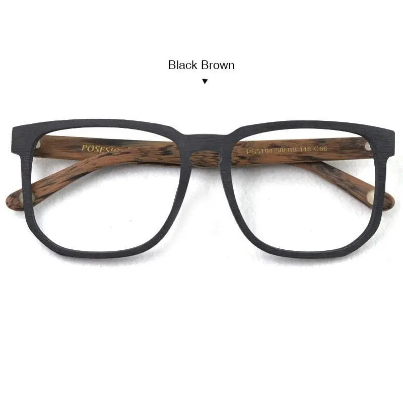 Unisex Square Full Rim Wood Oversized Prescription Glasses Ps5104 — view 2 | Rx Spectacle