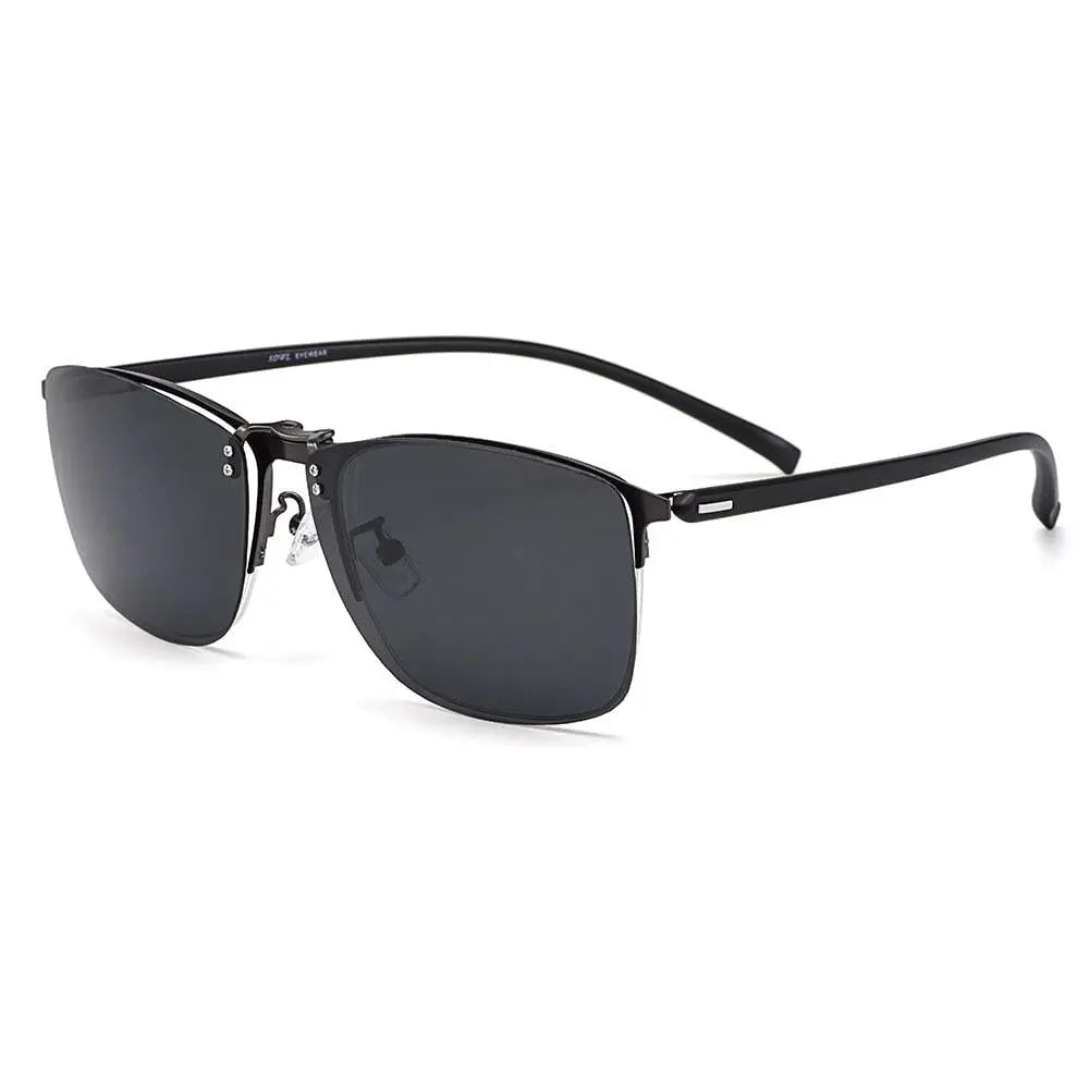 Men's Square Full Rim Titanium Clip-On Prescription Glasses S9341 — view 15 | Rx Spectacle