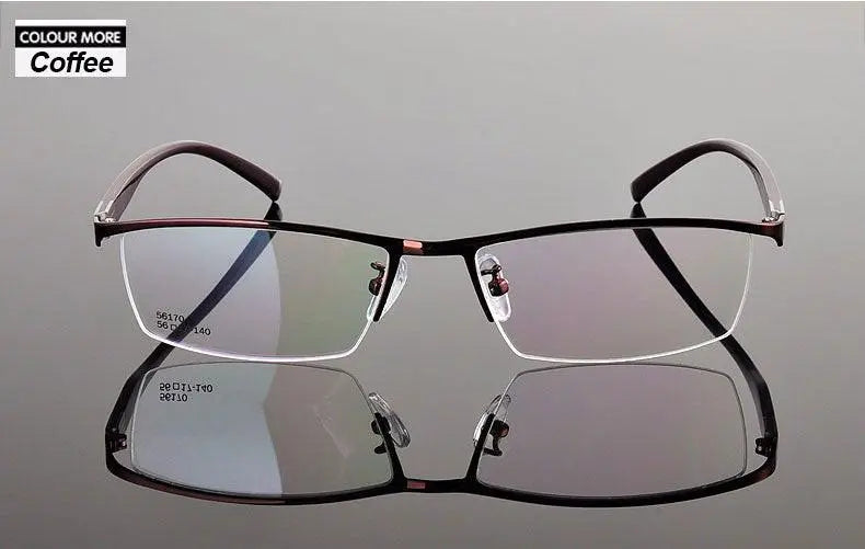Men's Rectangular Semi-Rimless Titanium Prescription Glasses 56170 — view 13 | Rx Spectacle