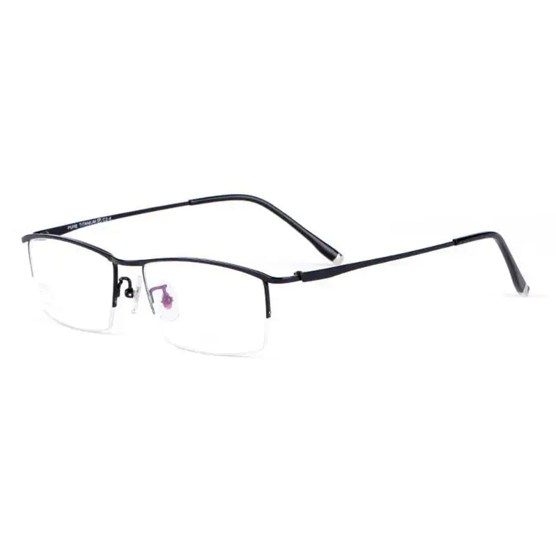 Unisex Square Semi-Rimless Titanium Prescription Glasses 85148 — view 4 | Rx Spectacle