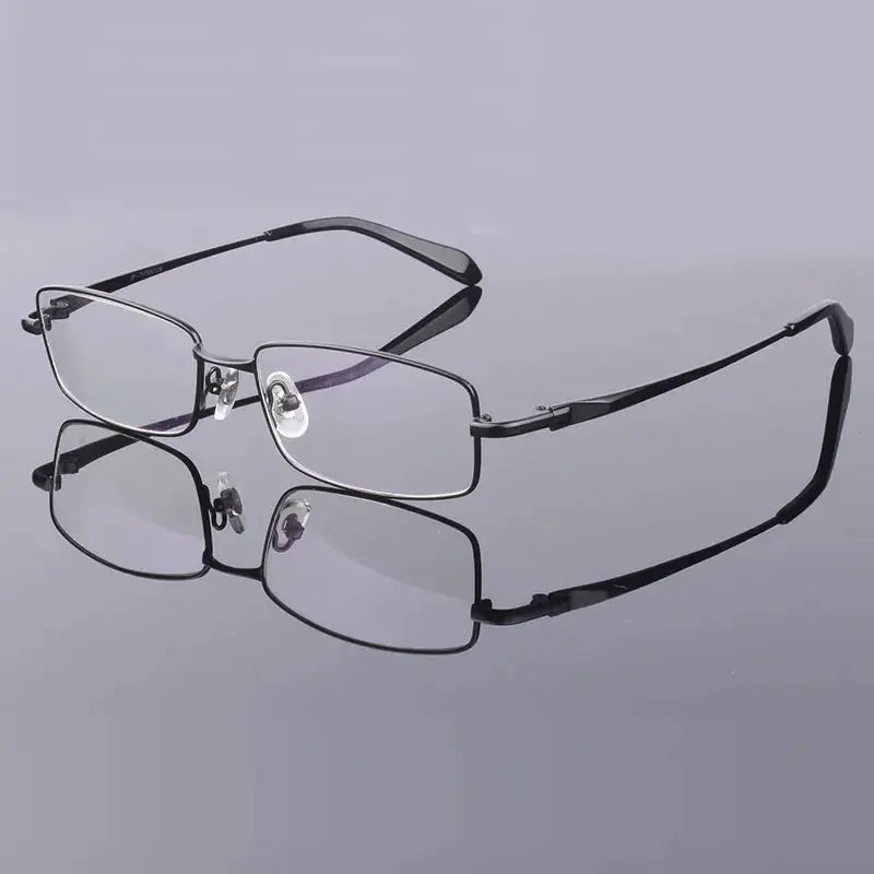 Men's Square Full Rim Titanium Prescription Glasses H9867 — view 9 | Rx Spectacle