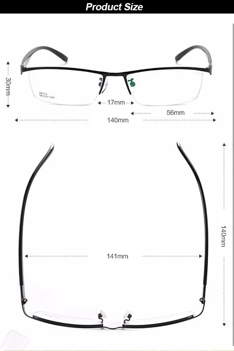 Men's Rectangular Semi-Rimless Titanium Prescription Glasses 56170 — view 7 | Rx Spectacle