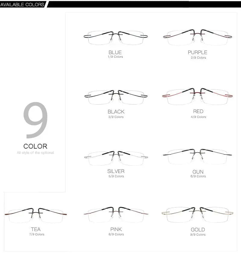 Unisex Rectangular Rimless Titanium Prescription Glasses — view 15 | Rx Spectacle