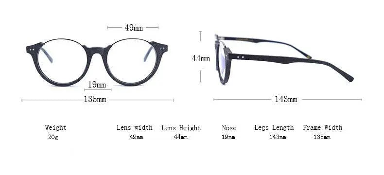 Unisex Round Full Rim Wood Prescription Glasses Ps5059 — view 9 | Rx Spectacle