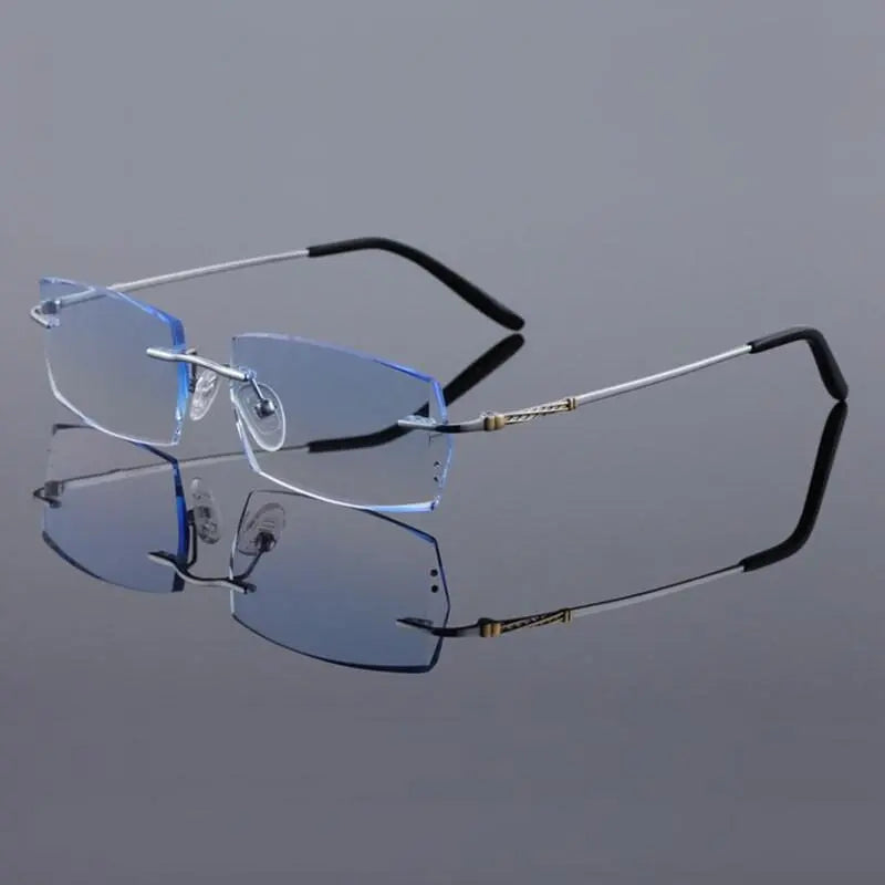 Men's Rectangular Rimless Titanium Prescription Glasses 8036 — view 17 | Rx Spectacle