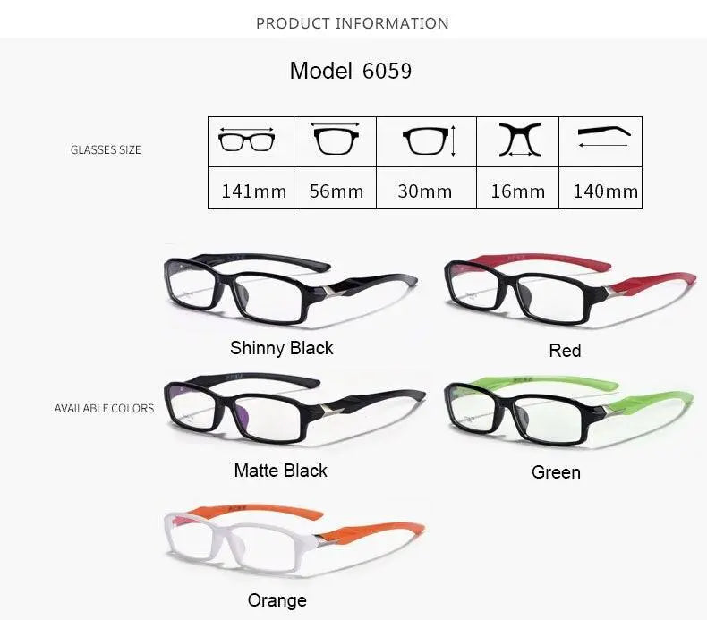 Unisex Full Rim TR90 Sports Glasses 6059 — view 13 | Rx Spectacle
