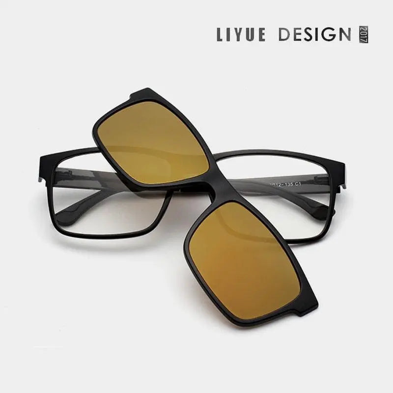 Unisex Square Full Rim Titanium Clip-On Prescription Glasses 1641 — view 14 | Rx Spectacle