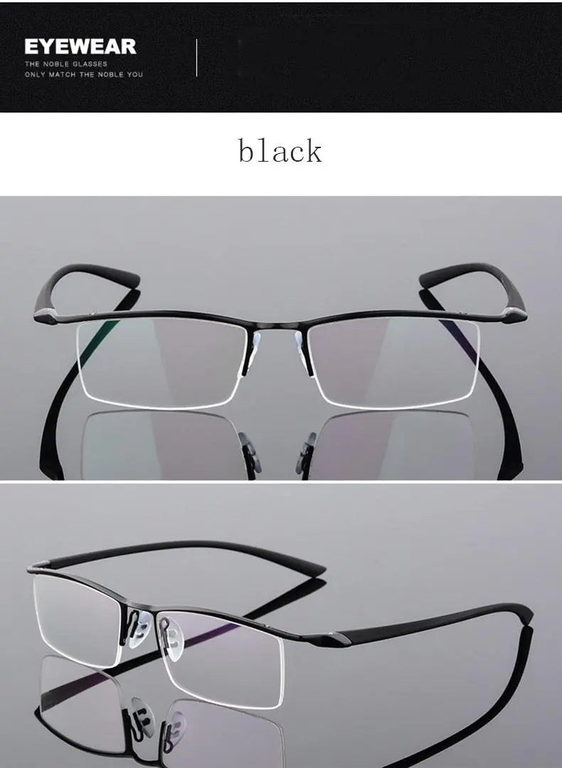 Men's Browline Semi-Rimless Alloy Prescription Glasses P8190 — view 14 | Rx Spectacle