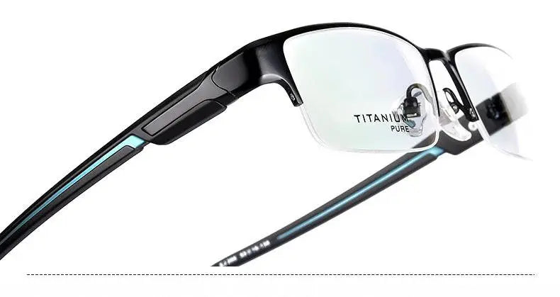Men's Rectangular Semi-Rimless Titanium Prescription Glasses L266 — view 18 | Rx Spectacle