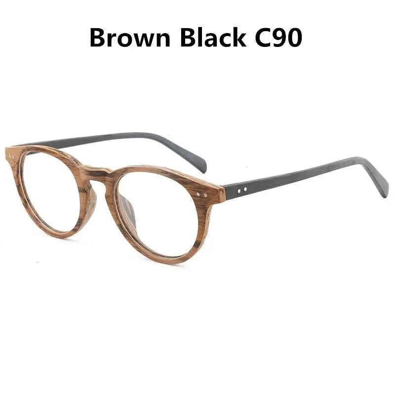 Unisex Round Full Rim Wood Prescription Glasses Lhb030 — view 8 | Rx Spectacle