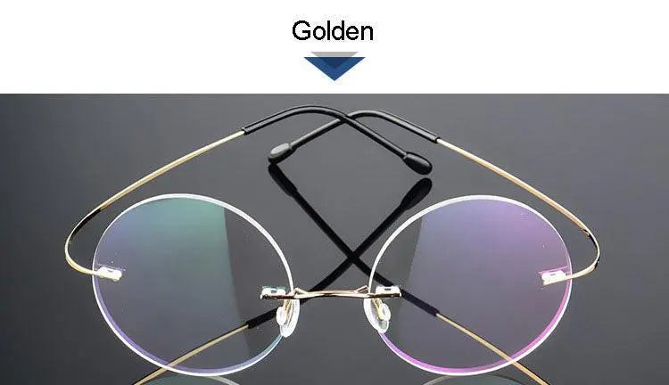 Unisex Round Rimless Alloy Prescription Glasses — view 3 | Rx Spectacle