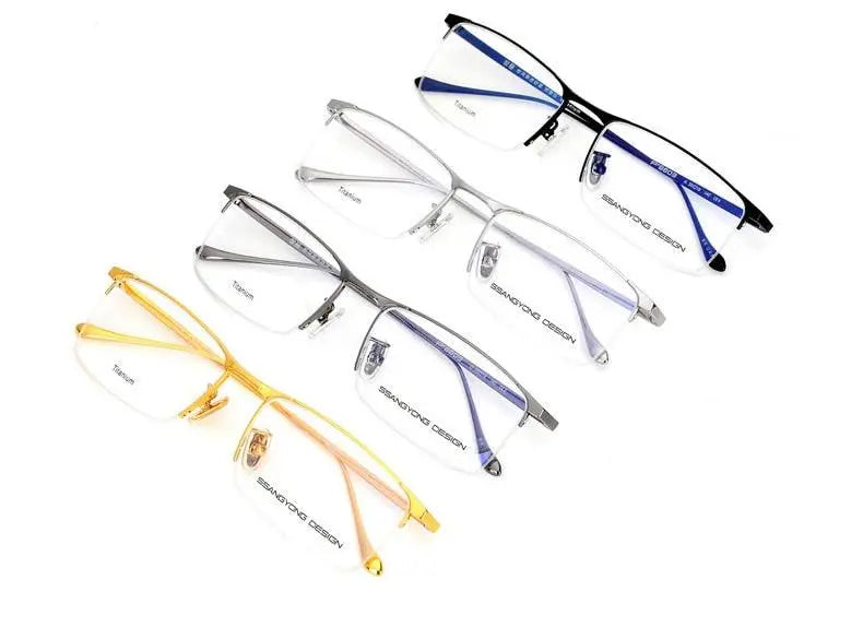 Men's Square Semi-Rimless Titanium Prescription Glasses S8803 — view 2 | Rx Spectacle
