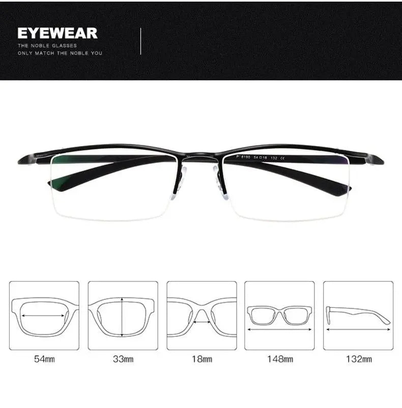 Men's Browline Semi-Rimless Alloy Prescription Glasses P8190 — view 11 | Rx Spectacle
