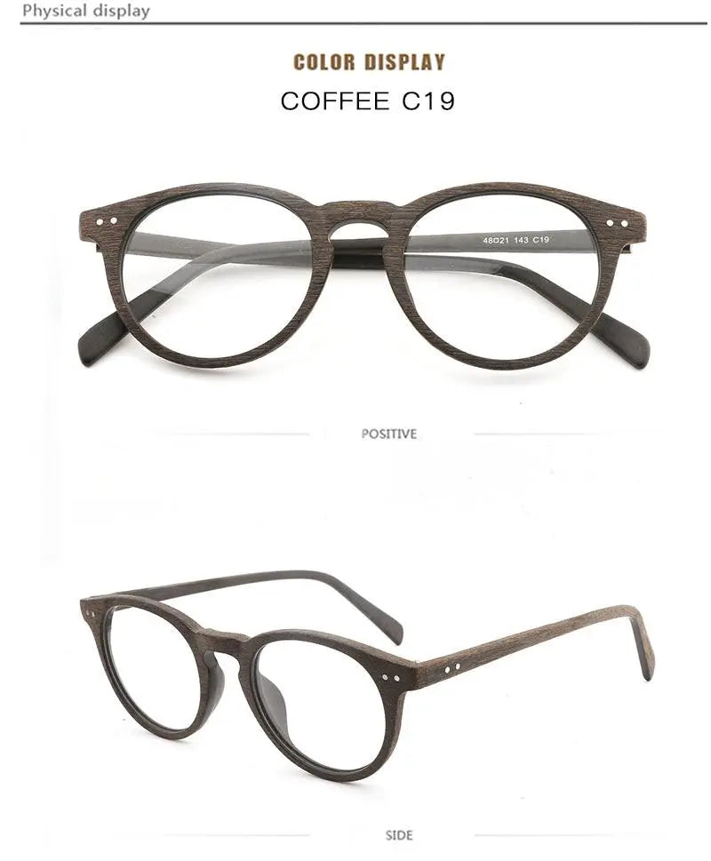 Unisex Round Full Rim Wood Prescription Glasses Lhb030 — view 20 | Rx Spectacle