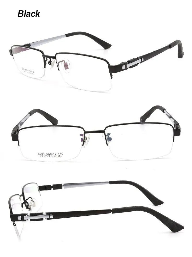 Men's Rectangular Semi-Rimless Titanium Prescription Glasses 8001 — view 12 | Rx Spectacle