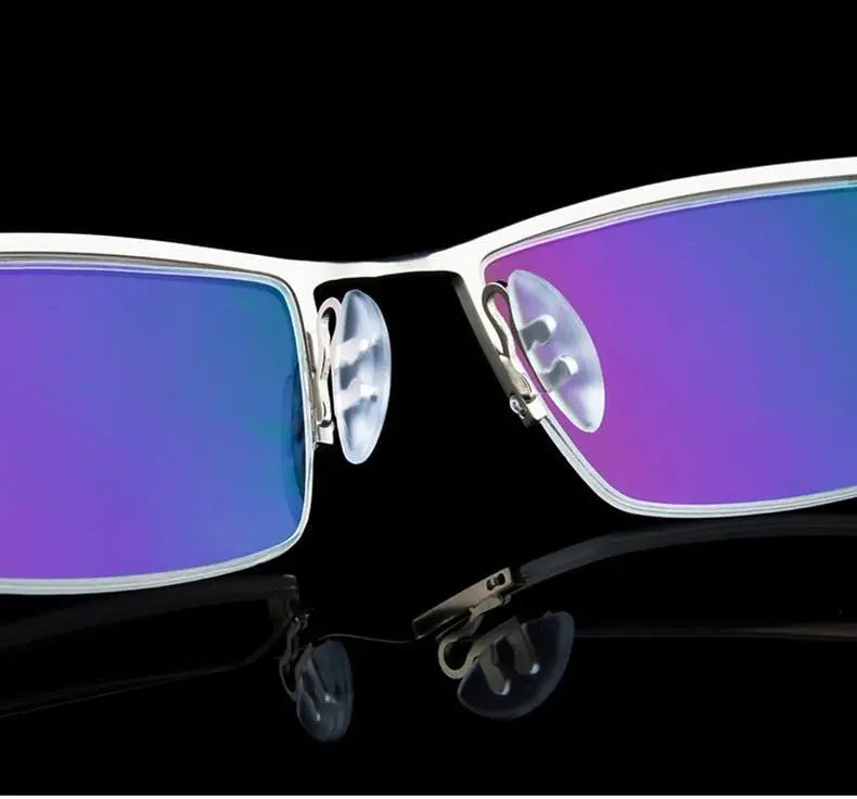 Men's Browline Semi-Rimless Alloy Prescription Glasses P8190 — view 10 | Rx Spectacle