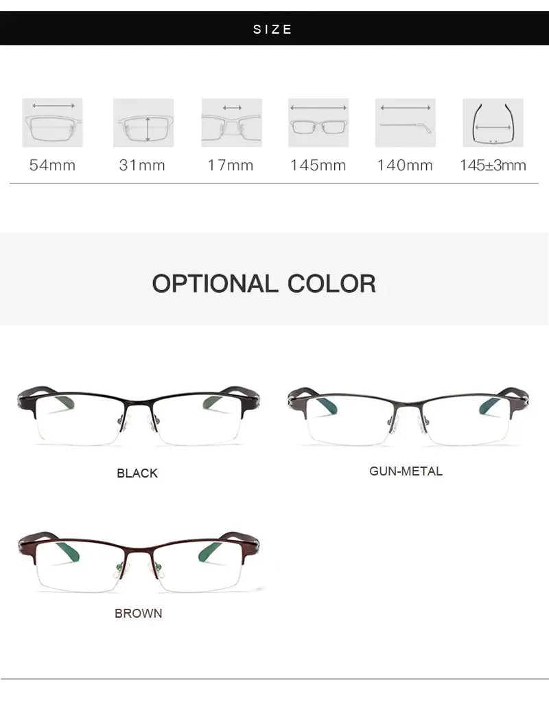 Unisex Browline Semi-Rimless Alloy Prescription Glasses 71801 — view 2 | Rx Spectacle