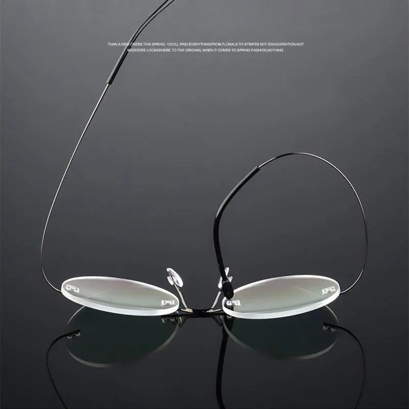 Unisex Round Rimless Alloy Prescription Glasses — view 7 | Rx Spectacle