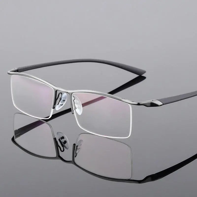 Men's Browline Semi-Rimless Alloy Prescription Glasses P8190 — view 20 | Rx Spectacle